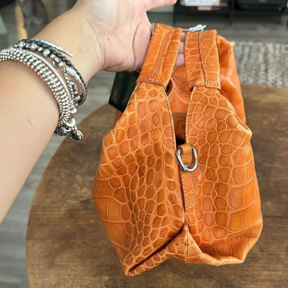 Furla croc embossed leather hobo